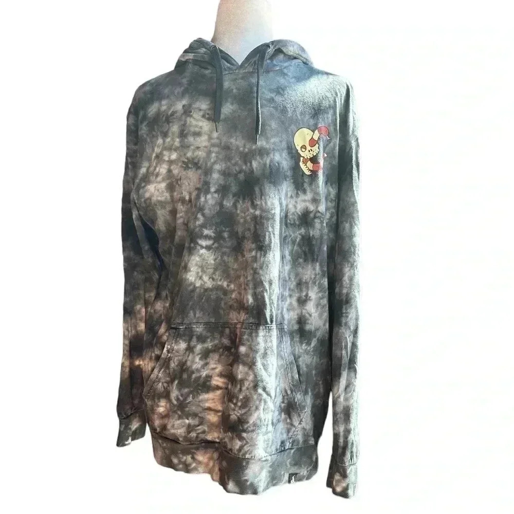 Dorrington Surf Co, Kirra Navy Black Tie Dye lightweight Hoodie Skull Snake M